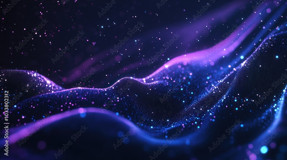 Fototapeta premium Abstract Purple and Blue Glowing Particles