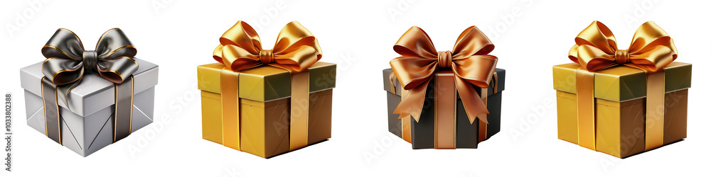 Fototapeta premium Colorful gift boxes with ribbons.