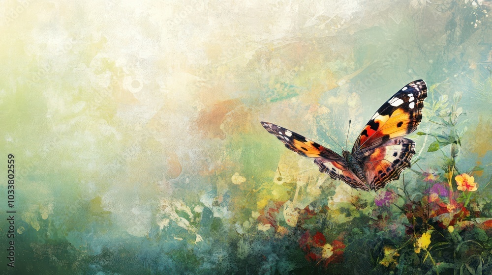 Beautiful butterfly in the flower garden Beautiful butterfly in the flower garden