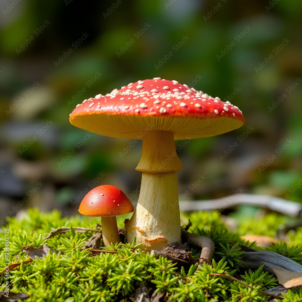 Toadstool, close up of a poisonous mushroom in the forest Toadstool, close up of a poisonous mushroom in the forest