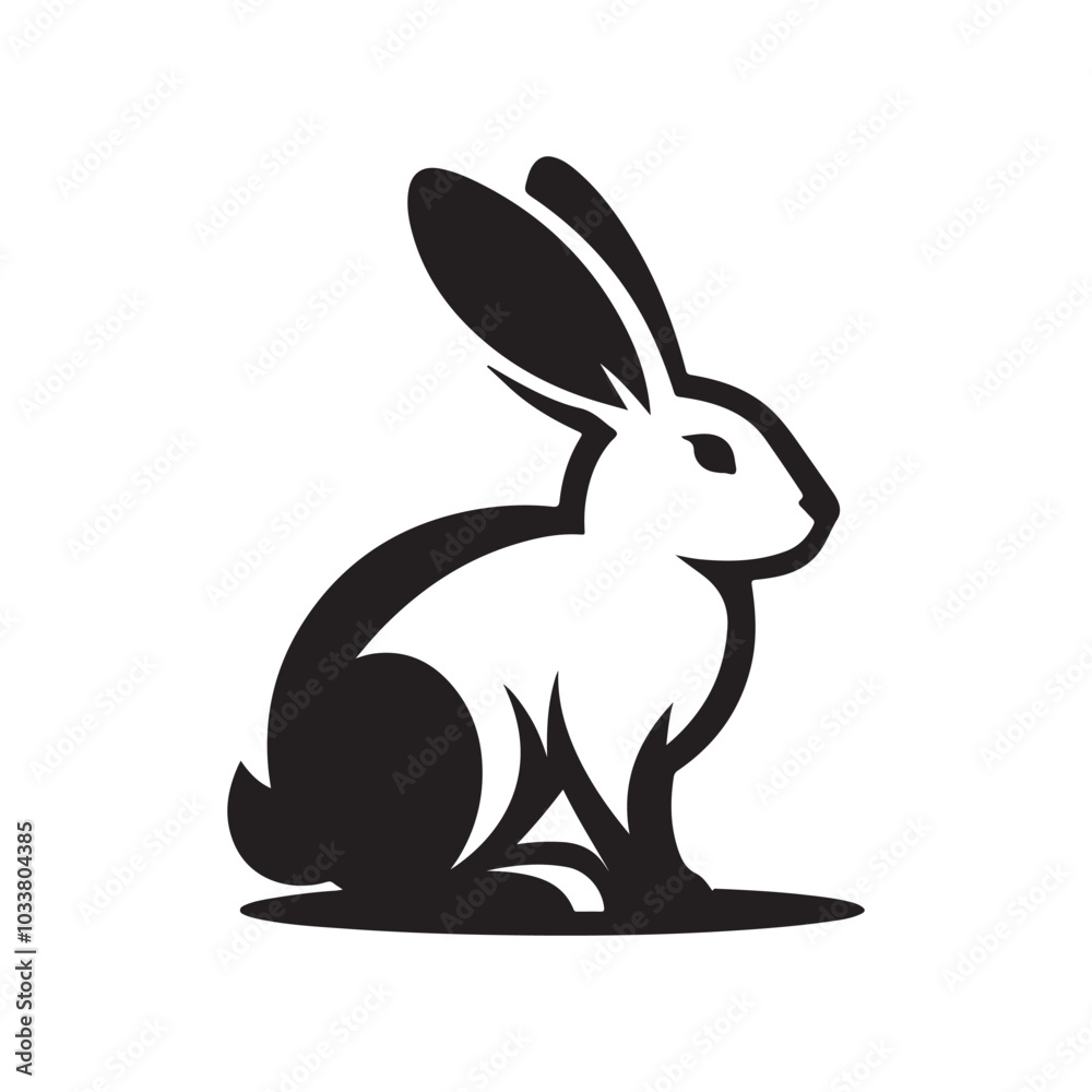 Rabbit Silhouette Shadow Illustration on White Background. Rabbit Silhouette Shadow Illustration on White Background.