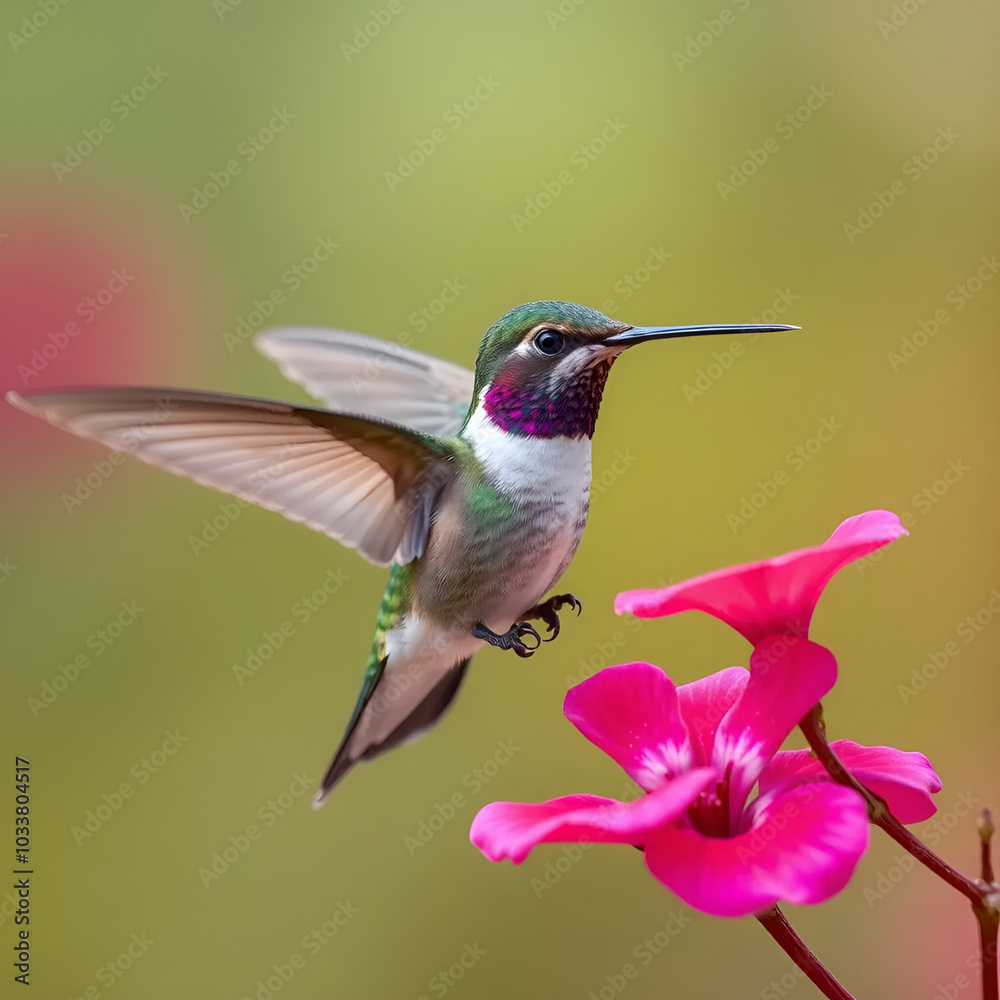 Fototapeta premium Empress brilliant sitting on branch, hummingbird from tropical forest,Colombia,bird perching,tiny beautiful bird resting on flower in garden,clear background,nature scene,wildlife, exotic adventure