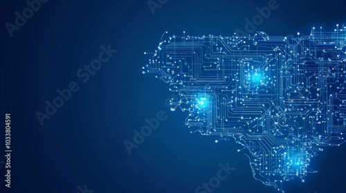 Contour map of Mississippi featuring a technological electronics circuit design, set against a blue background.



 photo