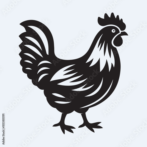 hen chicken logo vector, hen chicken silhouette vector icon black and white full body