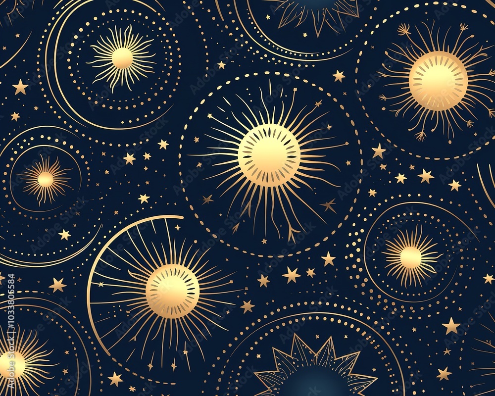 Celestial array of suns in the sky. Generative AI Celestial array of suns in the sky. Generative AI