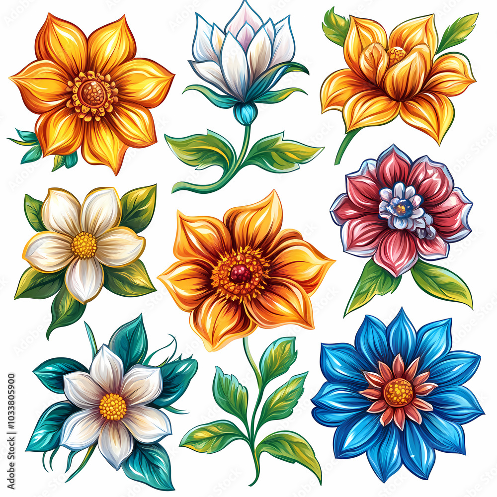 Set Flowers decorative vector image