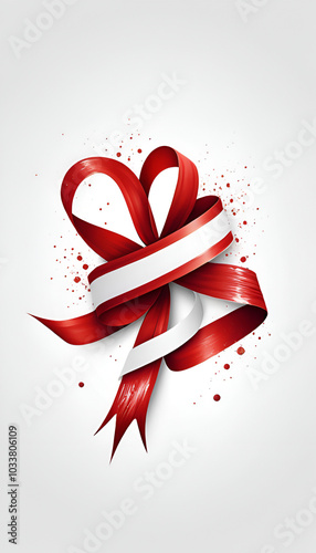 red brush stroke art Christmas  Ribbon   white background