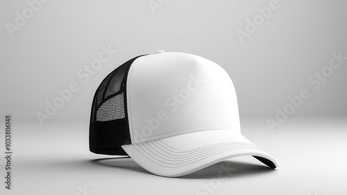 Obraz na płótnie Blank black and white trucker hat mockup, front view w salonie