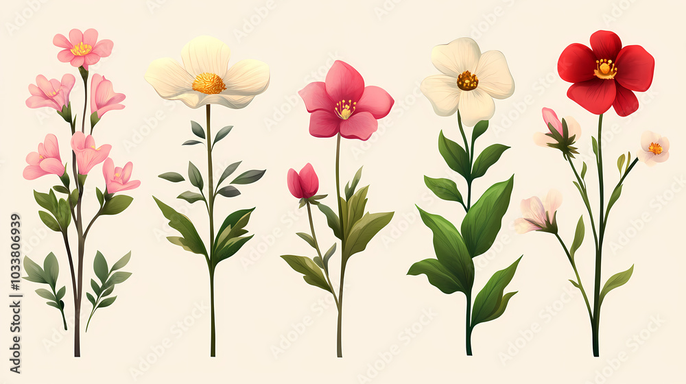 Set Flowers decorative vector image Set Flowers decorative vector image