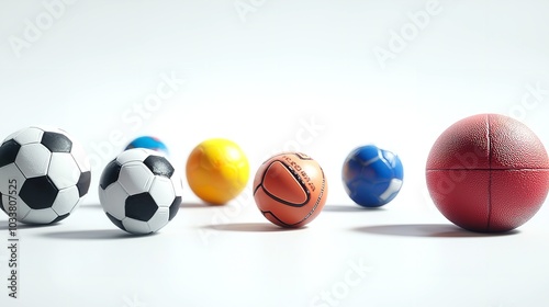 Assorted sports balls displayed against a plain background