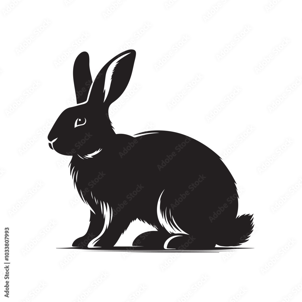 Obraz premium Simple Rabbit Silhouette Illustration on White Surface.
