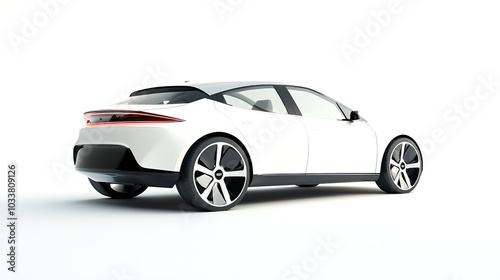 A stylish white sports car stands prominently against a subtle backdrop