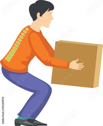 Correct spine posture for lifting heavy weight. Healthy exercise
