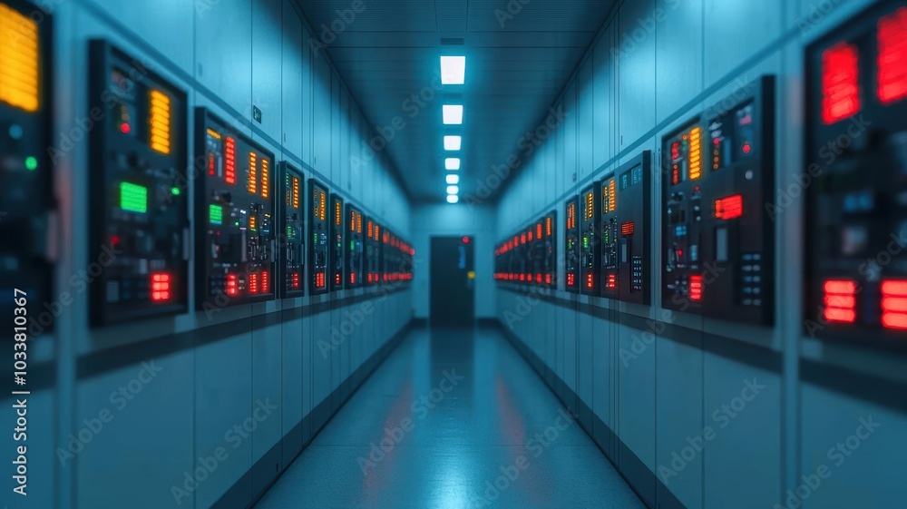 Automated biofuel plant interior with futuristic control panels, fuel processing technology biofuel efficiency Automated biofuel plant interior with futuristic control panels, fuel processing technology biofuel efficiency