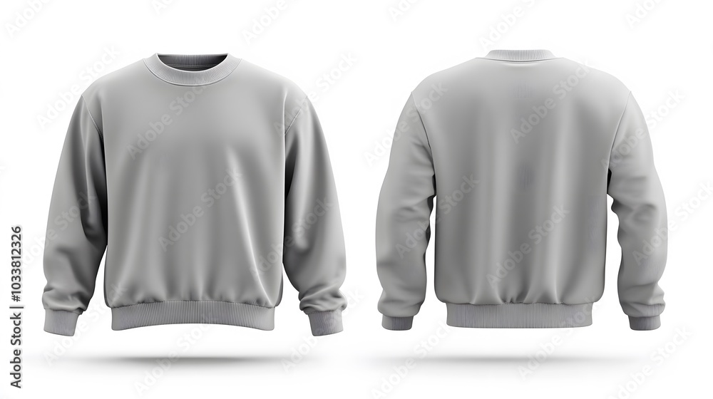 Mockup men sweatshirt with long sleeves isolated on white background. Front and back view. 3d rendering. Mockup men sweatshirt with long sleeves isolated on white background. Front and back view. 3d rendering.