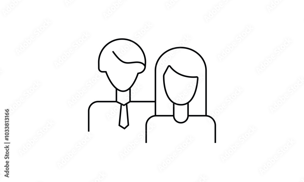 Male and female relationship couple flat line icon. vector Male and female relationship couple flat line icon. vector
