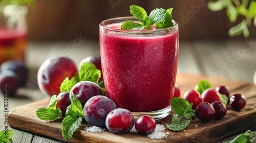 Wallpaper Mural Refreshing Plum Smoothie with Mint Torontodigital.ca