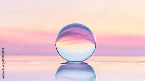 Glass Sphere with Pastel Colors in Soft Background