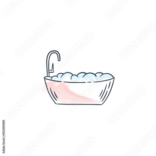 bubble bath icon, doodle style, lines, vector illustration, lineart