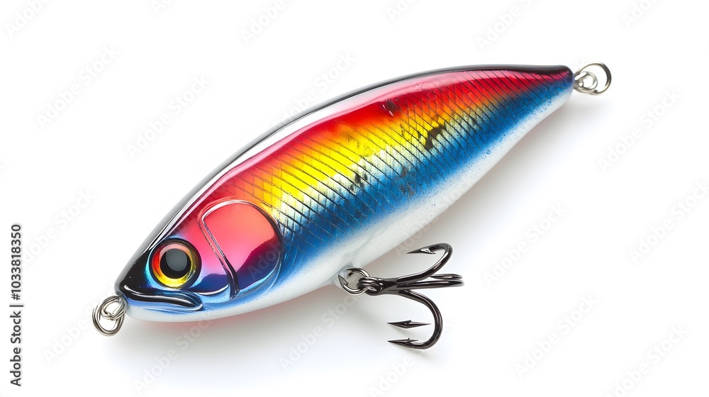 Fishing lure on white background, top view. Artificial bait. Fishing lure on white background, top view. Artificial bait.