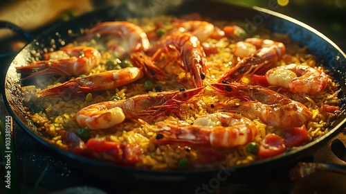 Shrimp with Rice: Traditional Spanish Paella