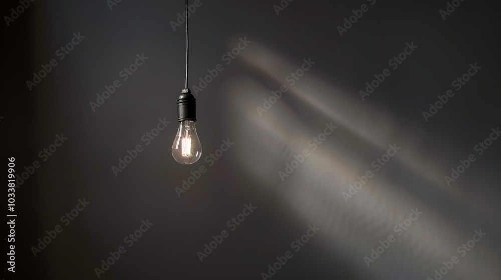 Dark empty room with single flickering light bulb casting long shadows, emphasizing absence of power and eerie atmosphere, minimalist setting with focus on light bulb's glow. Dark empty room with single flickering light bulb casting long shadows, emphasizing absence of power and eerie atmosphere, minimalist setting with focus on light bulb's glow.