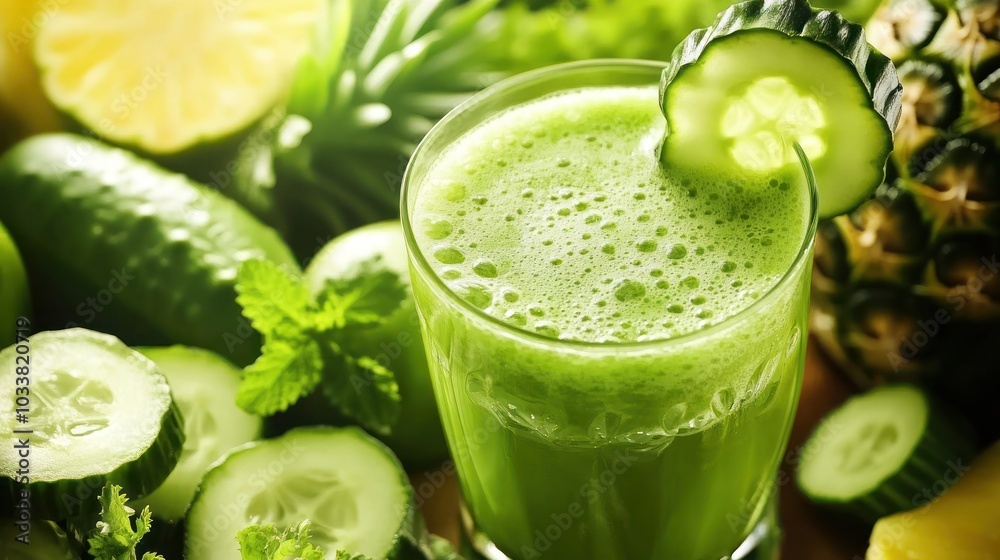 Refreshing Green Smoothie with Cucumber and Pineapple