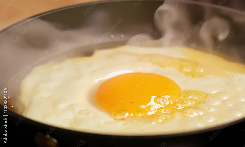 Sunny Side Up Perfection: A perfectly fried egg with a runny yolk, sizzling in a pan. The steam adds a touch of culinary magic. Sunny Side Up Perfection: A perfectly fried egg with a runny yolk, sizzling in a pan. The steam adds a touch of culinary magic.