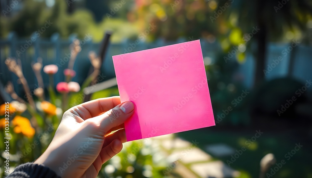 person holding a blank note person holding a blank note