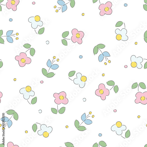 Seamless Cute Ditsy Flower Pattern in soft colors,Vintage pattern , Fabric Pattern Design