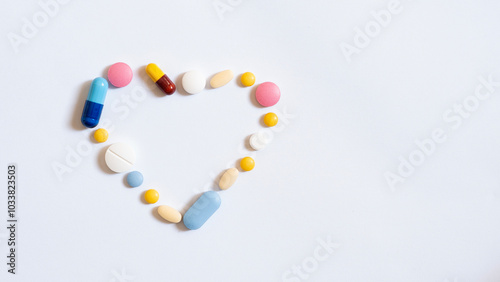 Pile of colorful medicine pills and capsules in blister packs.