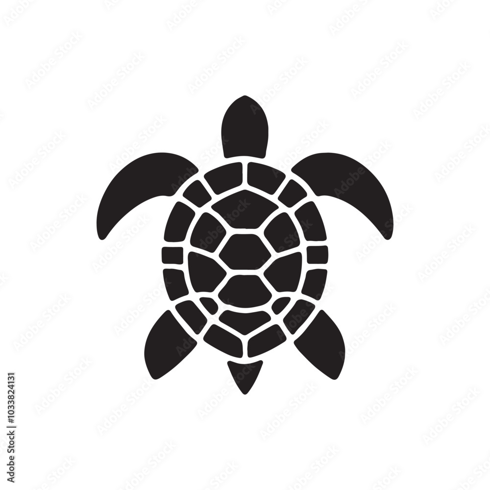 Silhouette of a Turtle - Shadow Illustration on White. Silhouette of a Turtle - Shadow Illustration on White.