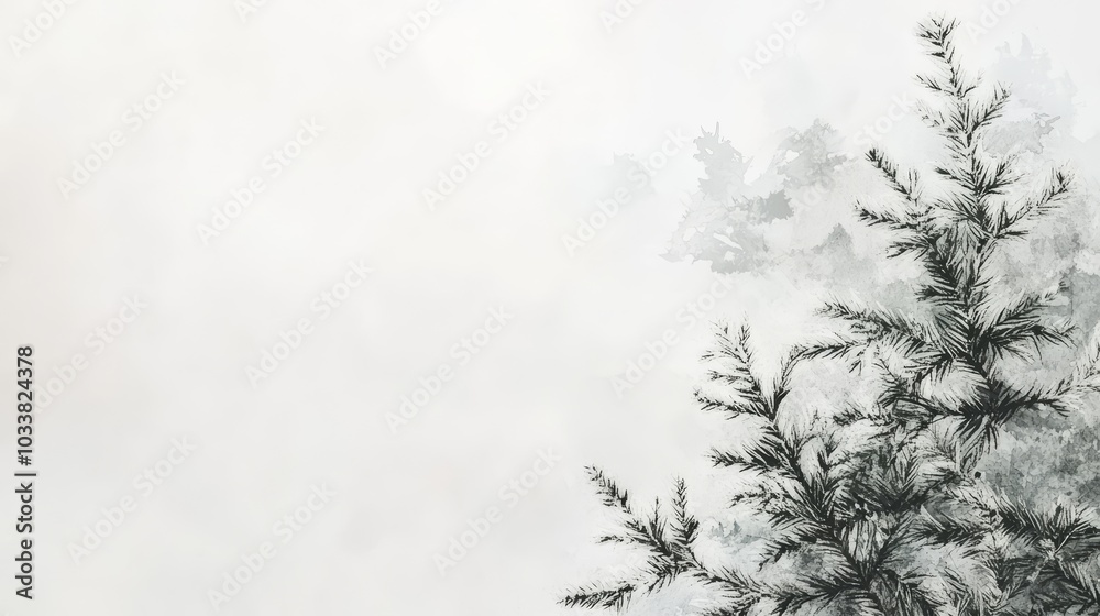 Obraz premium Abstract Winter Pine Tree Silhouette on White