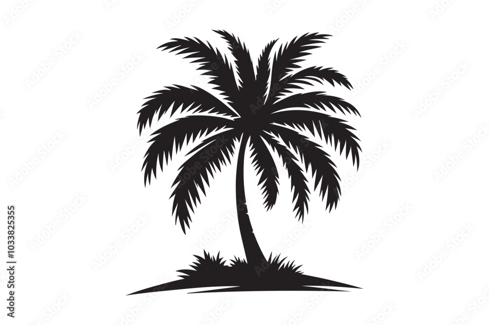 Palm Tree Vector Illustration on White Background. Palm Tree Vector Illustration on White Background.