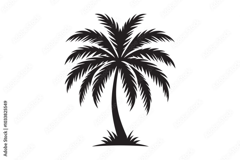 Fototapeta premium Simple Palm Tree Design in Vector Format with White Background.