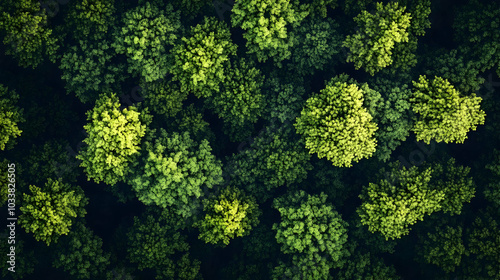 Aerial View of Lush Green Forest from Above