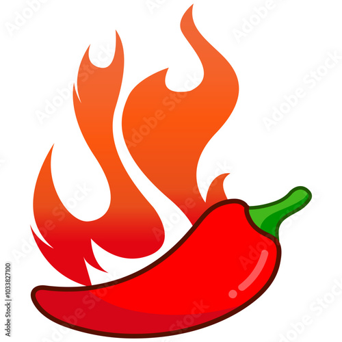 Hot chilli pepper with fire. Red Hot Chili designs vector isolated on transparent background