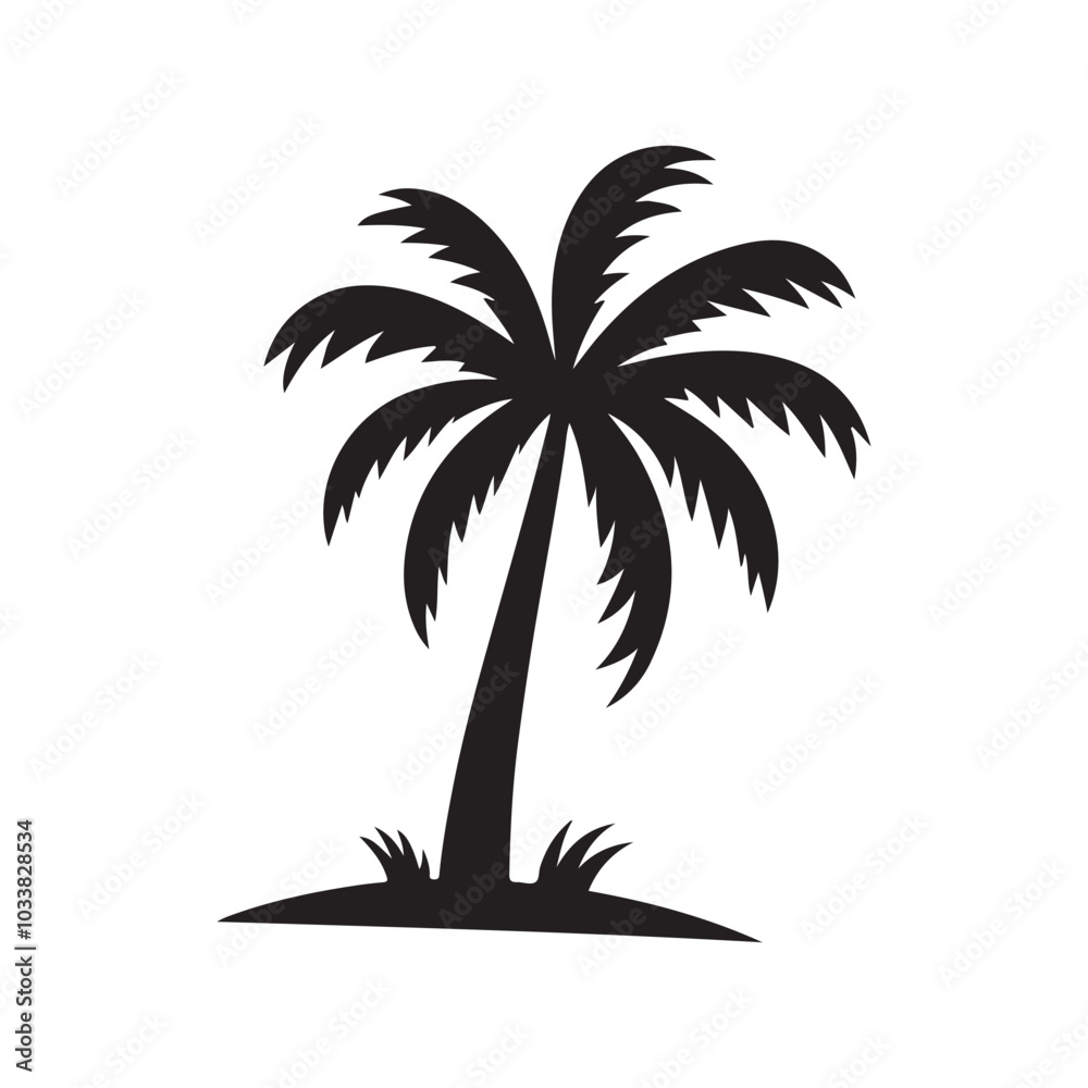 Obraz premium Palm Tree Silhouette Vector Design. Simple White Background.