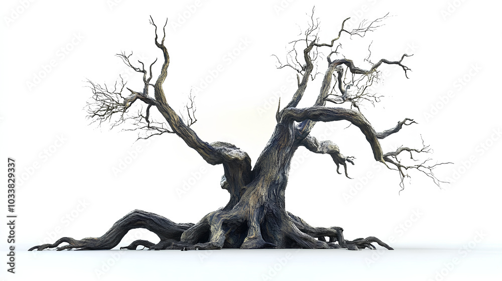 old dead spooky tree isolated on white old dead spooky tree isolated on white