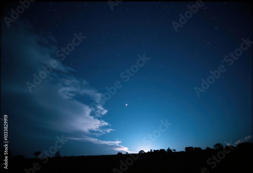 Night Sky with Clouds and Stars .