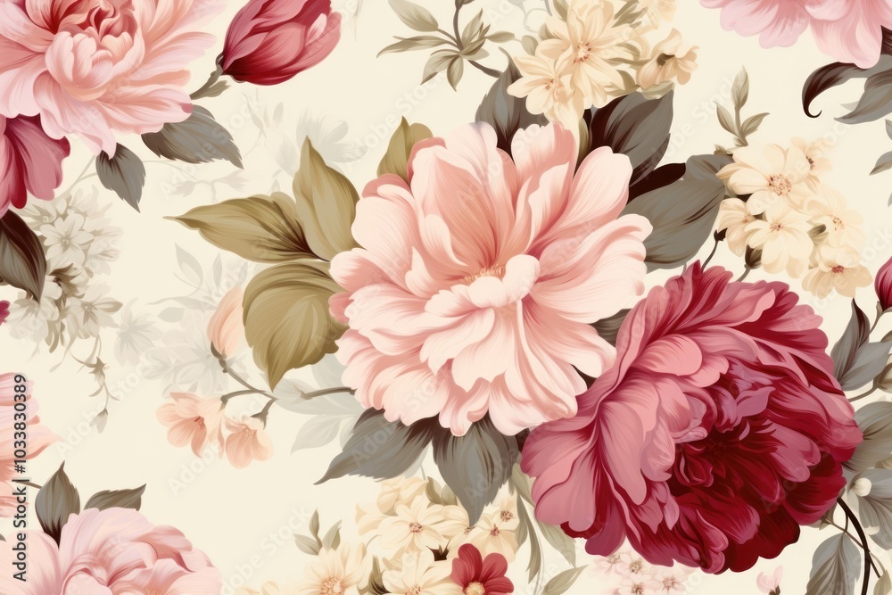 Peony flower plant pattern. Peony flower plant pattern.