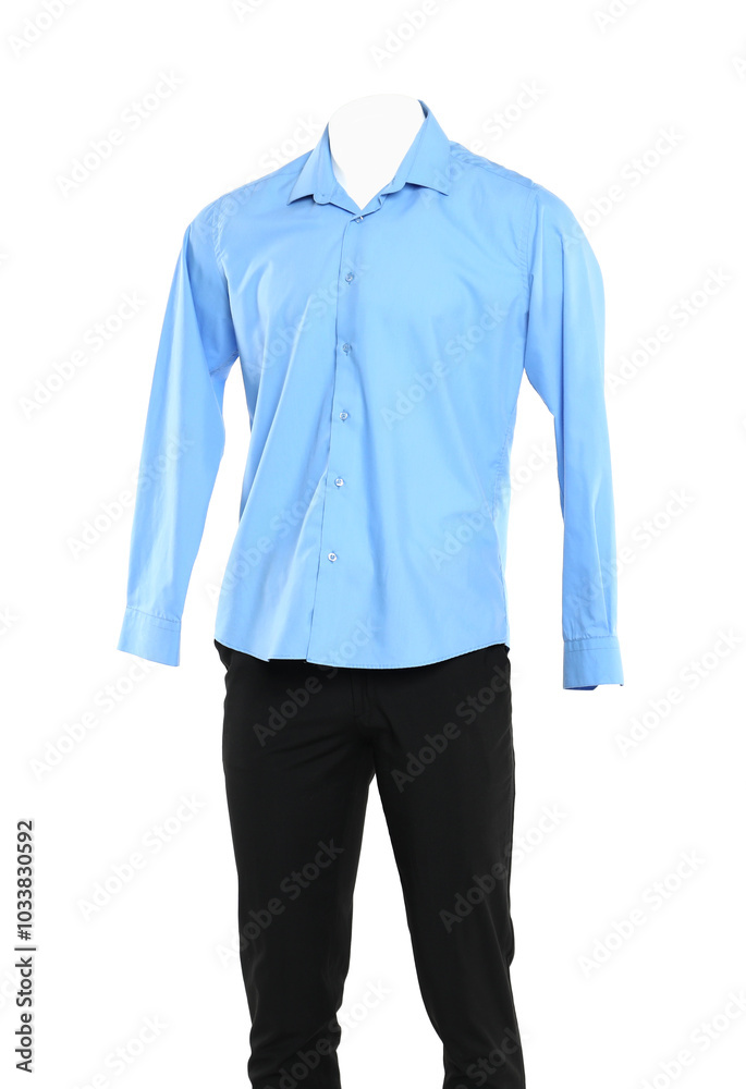 Male mannequin with stylish outfit isolated on white Male mannequin with stylish outfit isolated on white