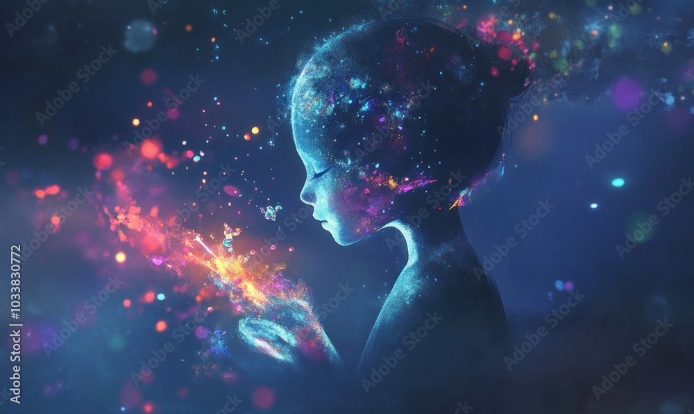 Galaxy Child with Cosmic Glow and Stars Galaxy Child with Cosmic Glow and Stars