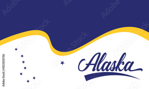 Alaska Day banner. Holiday celebration on October 18. Vector template for typography poster, postcard, flyer, etc. Vector illustration isolated on blue background. EPS 10
