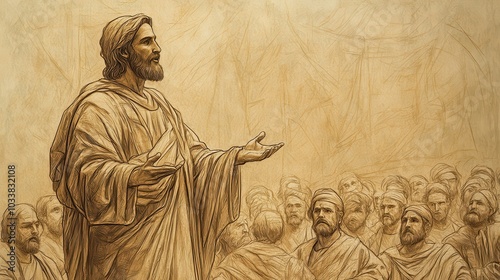 Jesus stands in the synagogue declaring that He is the Lord of the Sabbath as the gathered crowd murmurs in response to His teachings and authority