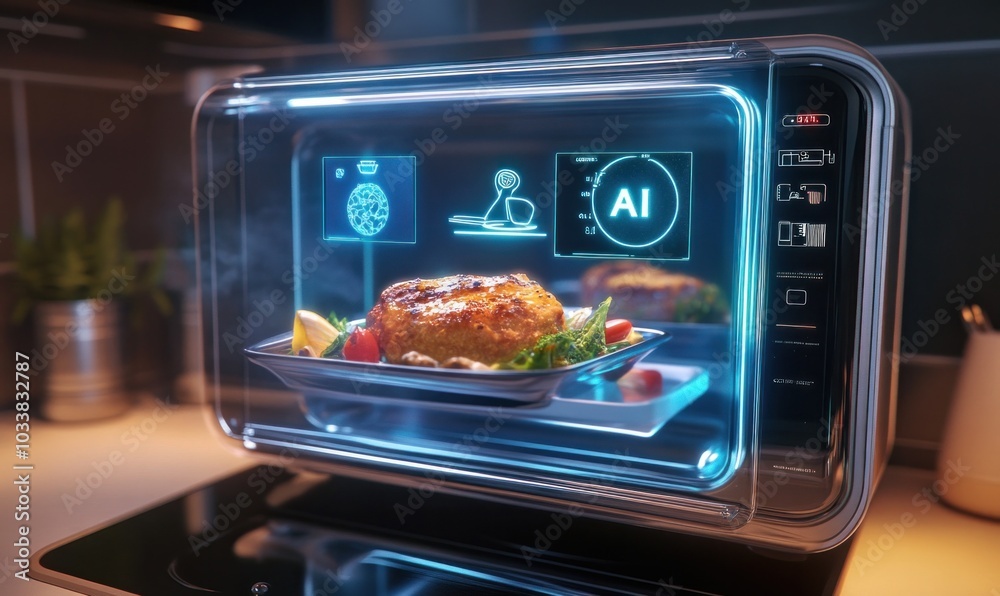 Futuristic Smart Oven Cooking AI Technology Futuristic Smart Oven Cooking AI Technology
