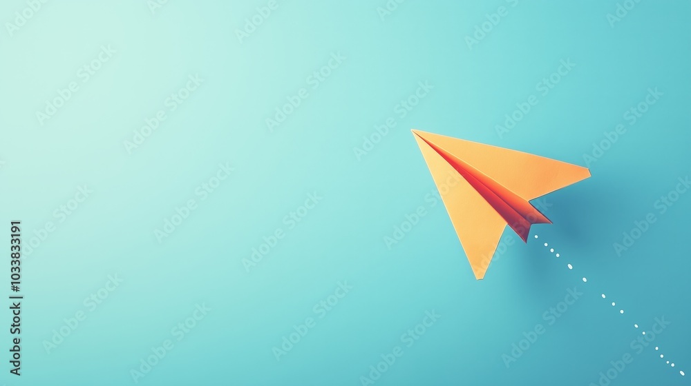 Isolated paper airplane on a clear blue sky background. Isolated paper airplane on a clear blue sky background.