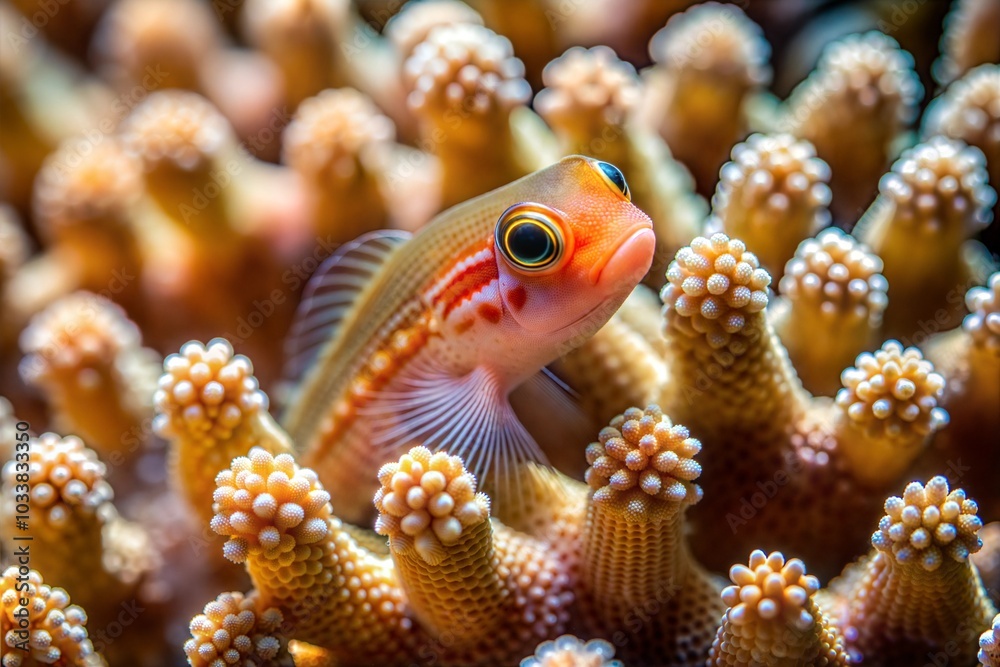 Obraz premium Orange and white fish in colorful coral reef close-up