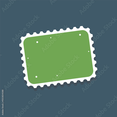 Green blank stamp in flat vector design.