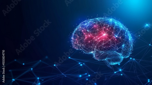 A digital representation of a brain with neural connections.
